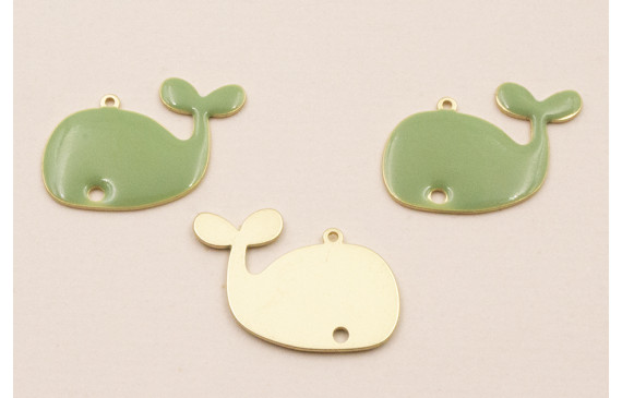 Colgante  Ballena 20*15 mm  Esmaltada  Verde Oliva