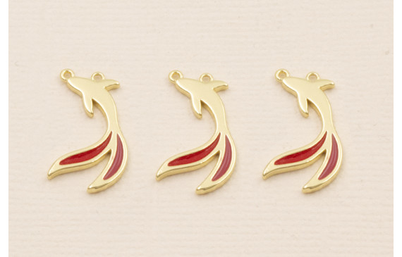 Stainless Steel. Pez Dos colas Dorado y Rojo