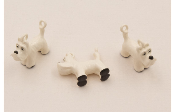 Colgante Fox Terrier 14*12 Esmalte Beige y Negro