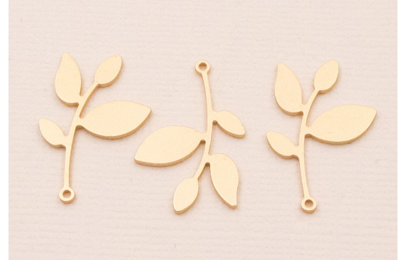 Colgante hojas 22*15mm Dorado Mate