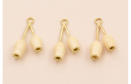 Colgante pareja de Tulipanes 25*13mm Color Beige