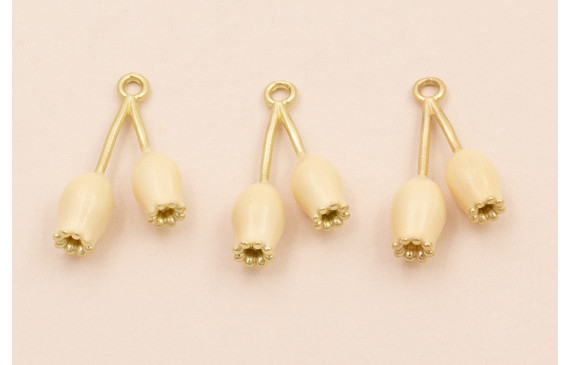 Colgante pareja de Tulipanes 25*13mm Color Beige