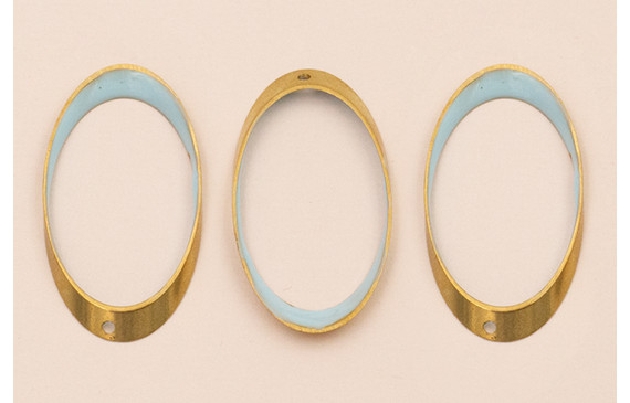 Ovalo Biselado 40*22 Esmalte Azul