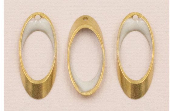 Ovalo Biselado 25*10 Esmalte beige