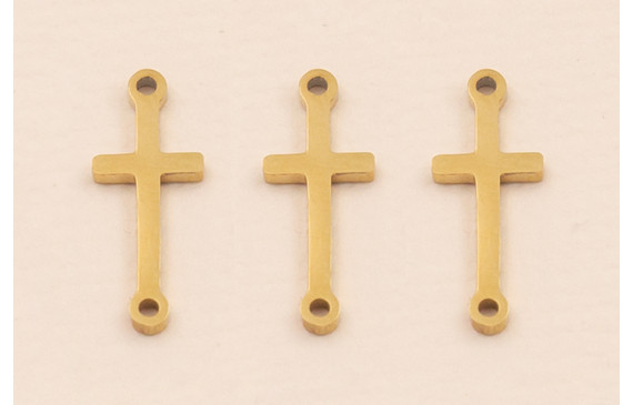 Cruz Acero Inox. 13*5mm 2 anillas Oro