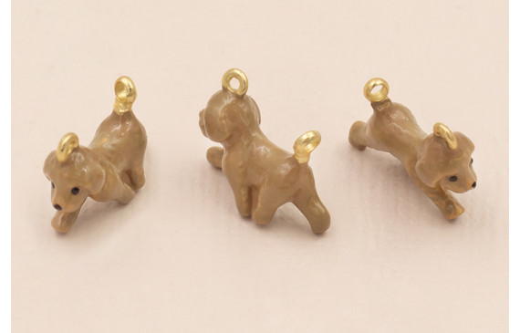 Colgante Perro Caniche 15*10mm Marrón