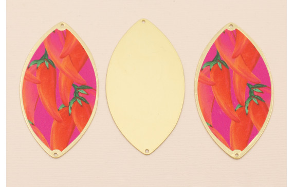 Ovalo 60*33  Oro Mate Pimientos sobre Fuxia