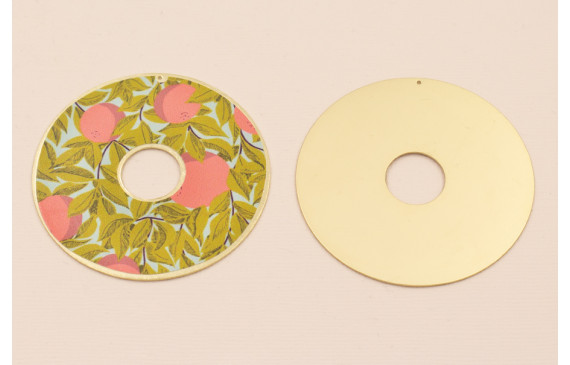 Disco 60mm  Oro Mate Hojas verdes y Flores rosas