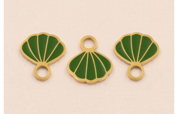 Colgante Concha Stainless Steel 316L  13*10 Verde