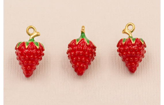 Colgante Fresa Stainless 15*10  Steel 13*10mm Rojo