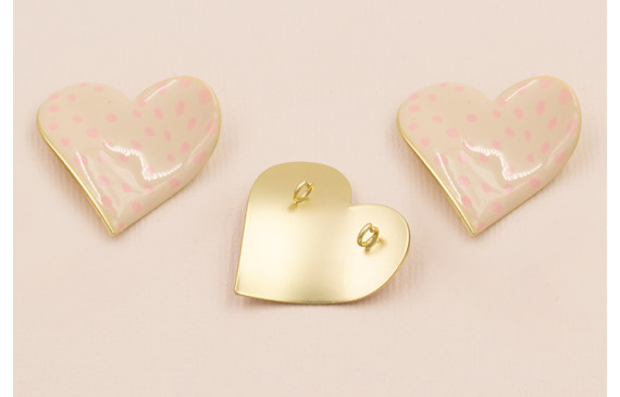 Colgante Corazón 30*30 Beige y Motas Lilas