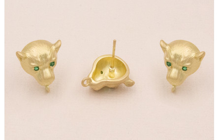 Perno cabeza Tigre ojo verdes 13*13 Dorado Mate