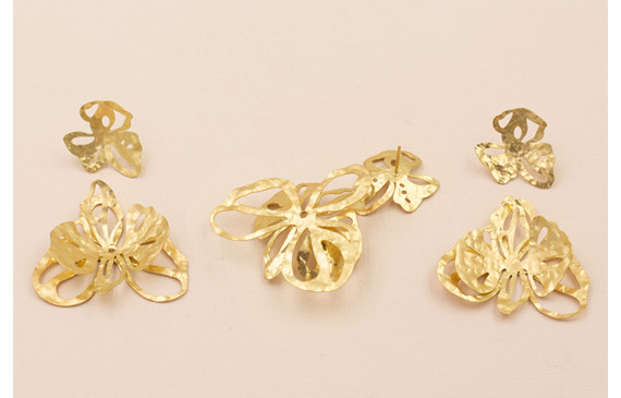 Pendiente Cascada de 2 Flores 52*40mm Oro Mate