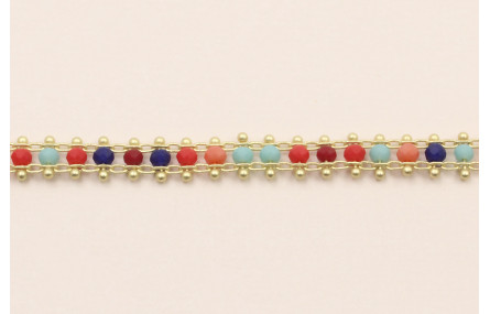 Cadena cristal multicolor 3*2mm  Dorado Mate