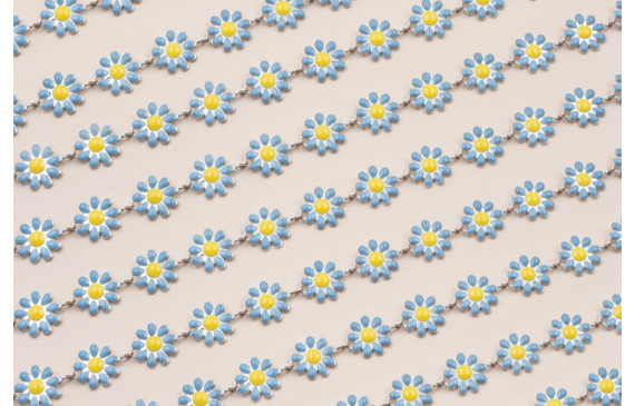 Stain Steel: Cadena Acero Margaritas 10mm Azules