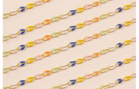 Cadena Eslabones 7*3mm multicolor Oro Mate