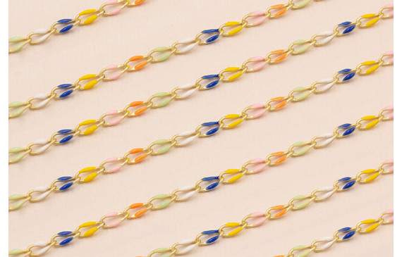 Cadena Eslabones 7*3mm multicolor Oro Mate