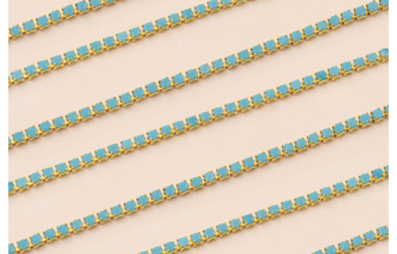 Cadena Strass Critstal 2mm Turquesa opaco