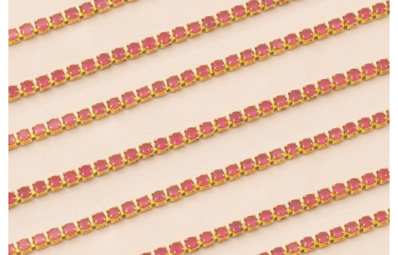 Cadena Strass Critstal 2mm Rojizo transparente