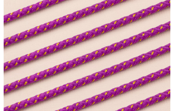 Cordón de 3mm Morado con hilo dorado