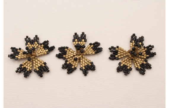 Flor Abalorio de 30mm diametro Negro y Cobre