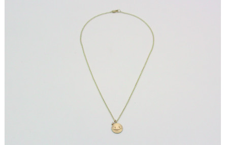 Solitario cadena eslabón pequeño oro mate con chap