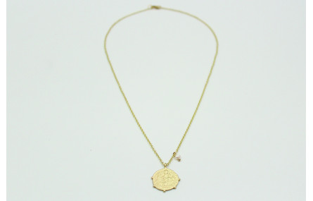 Solitario cadena eslabón pequeño oro mate con chap