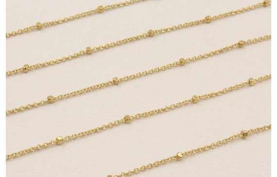 Cadena 1mm con microbola de 1,5mm Baño Oro 3M 18K