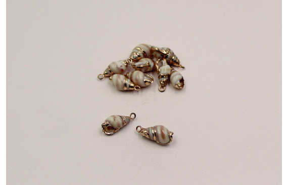 Caracola borde dorado 15*10mm con anilla