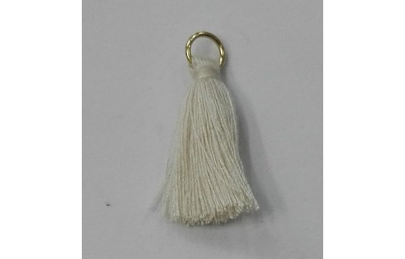 Pompon 25mm con anilla dorada Blanco roto