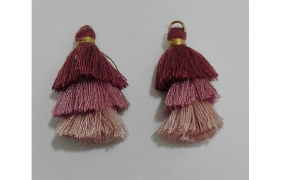 Pompon triple Grana+Rosa+palido