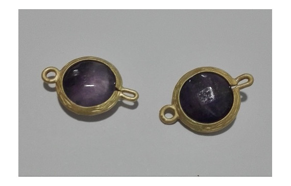 Pieza ORO MATE doble aro Piedra Amatista