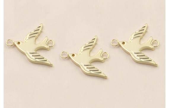 Colgante Acero Pajaro doble anilla 12*12mm Oro