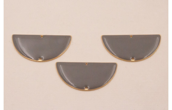 Semicirculo Esmaltado 31*16 Dorado Mate y Gris