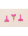 Colgante rastrillo 12*7mm Dorado Mate Fuxia