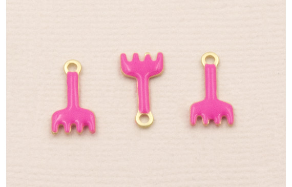 Colgante rastrillo 12*7mm Dorado Mate Fuxia