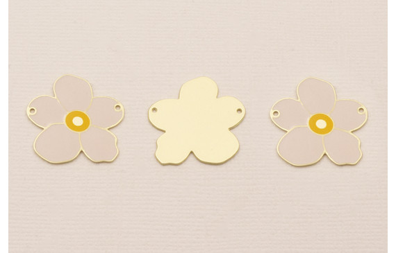 Pieza Flor Plana Dorado Mate 22mm Rosa y Mostaza