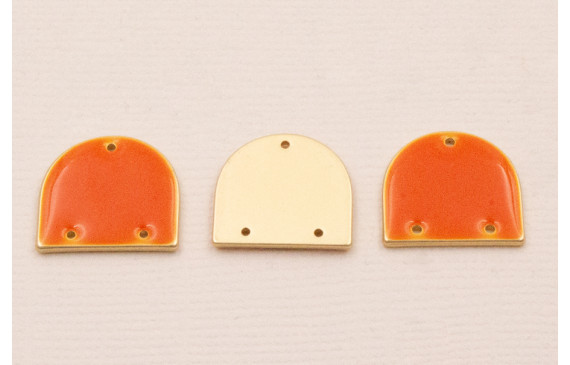 Cuenta Semi Ovalo 15*13mm Esmalte Rosa Coral