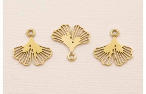 Cuenta Hoja de Gingko 12*12 Acero Inoxidable Oro