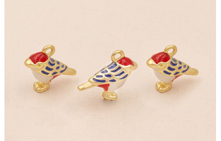 ColgantePájaro 15*17 Esmalte Turquesa, Rojo, Azul