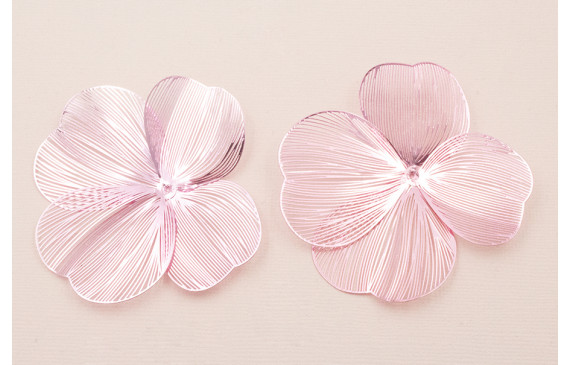 Cuenta Flor 70mm 4 pétalos Moldeable  Rosa Metal