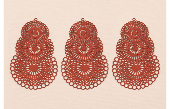 Colgante 3 discos labrados lámina 55*35mm  Teja