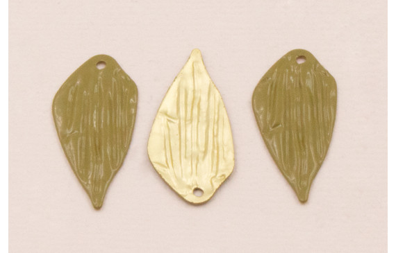 Hoja Plana 25*12 Oro Mate y Esmalte verde