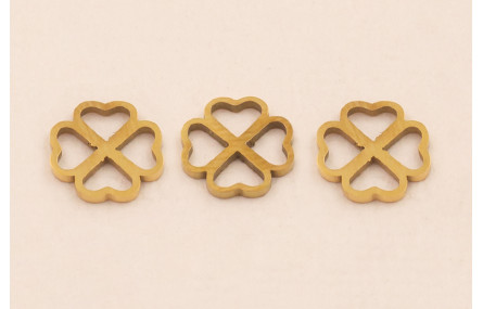 Trevol 4 hojas Acero Inox. 9*9mm Oro