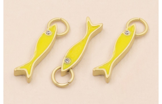 Colgante Pez esmaltado Amarillo 15*3 con arandela