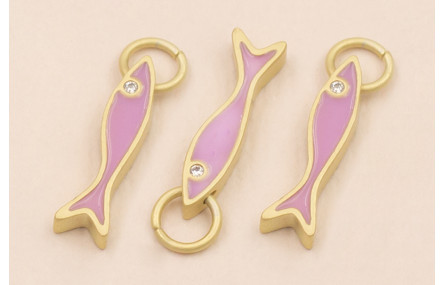 Colgante Pez esmaltado Lila 15*3mm con arandela