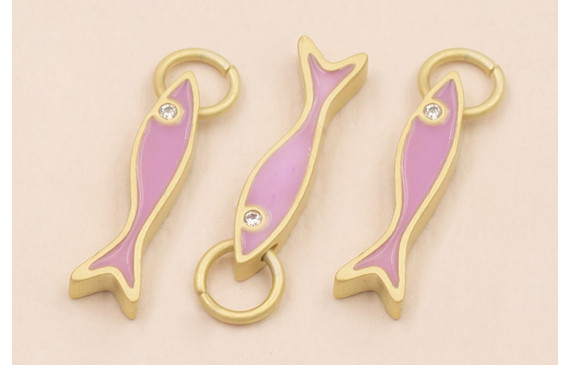 Colgante Pez esmaltado Lila 15*3mm con arandela