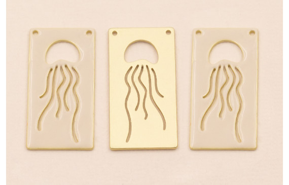 Rectangulo Calado Medusa 30*15mm Beige