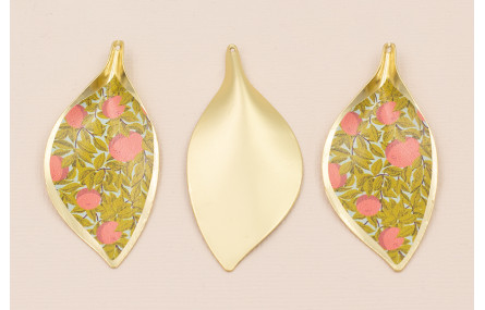 Cogante Hoja 56*26 Oro Mate Hojas verdes y Flores