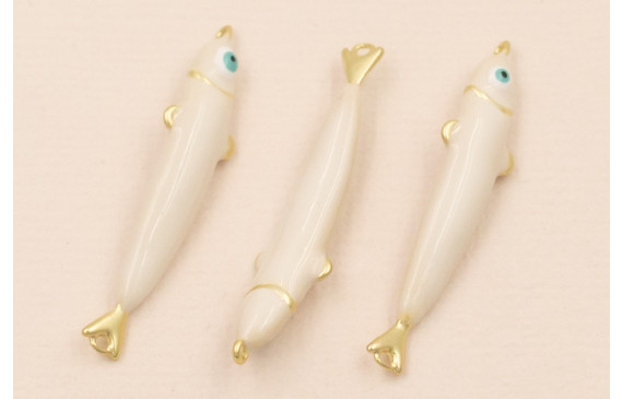 Entrepieza Pez esmaltado 32*5mm Beige